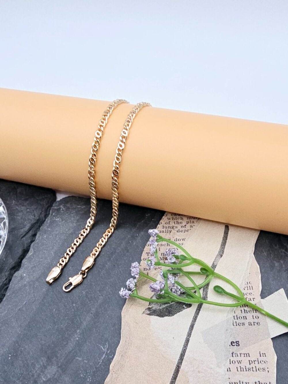 Rose Gold Figaro Chain Necklace – 19.7"" Gold Plated Unisex Jewelry, XPNL0001 - Picture 3 of 11